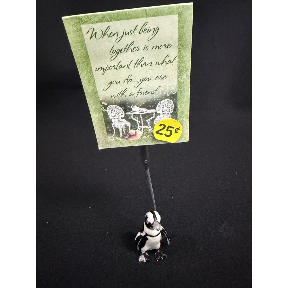 RiverM‎ Penguin Photo Note Holder Ceramic Base Friendship Greeting Card BKM1410